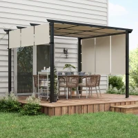 Outsunny Markise Sonnenschutz. Pergola, wetterbeständig,  inkl. Befestigungsmaterial, 3 x 3,5 m, Beige(m-8)
