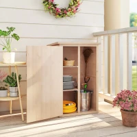 Outsunny Armario de Jardín de Madera para Exterior para Herramientas con 2 Estantes Techo Asfáltico 75x56x115cm Natural(m-7)