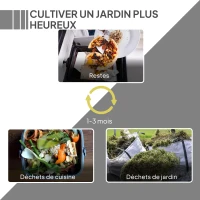 Outsunny Composteur de jardin 450 L, bac composteur pour jardin, 80 aérations et 2 portes coulissantes, 69 x 71 x 103 cm, noir(m-8)