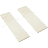 Outsunny Set of 2 Sun Lounger Cushions, Replacement Cushions for Rattan Furniture with Ties, 196 x 55 cm, Cushion ONLY, Cream White(m-10)