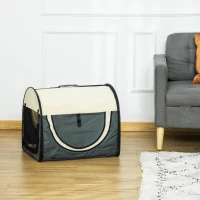 PawHut - Trasportino Cuccia da Trasporto per Cani Gatti e Animali Domestici 61x46x51cm Grigio(m-10)