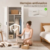 HOMCOM Armario Dormitorio Moderno Armario Ropero con Barra para Colgar Estantes 70x37x164 cm para Salón Entrada Blanco(m-7)
