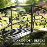 Outsunny Gartenbrücke aus Metall 120 cm Teichbrücke mit Sicherheitsgeländern Antik-Optik Rostbeständig einfache Montage(m-4)