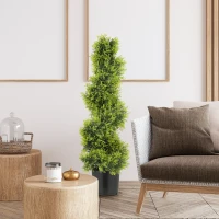 HOMCOM Cipreste Artificial 90cm Planta Artificial em Espiral, Planta de Plástico em Vaso, Decoração Moderna(m-4)