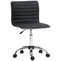 HOMCOM Höhenverstellbarer Salonstuhl mit Rückenlehne, Drehstuhl, Metall, Kunstleder, 48 x 52 x 78-90 cm, Schwarz(m-12)