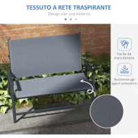 Outsunny Sedia Pieghevole a 2 Posti con Seduta Traspirante, in Acciaio e Tessuto a Rete, 118x65x96 cm, Grigio(m-5)