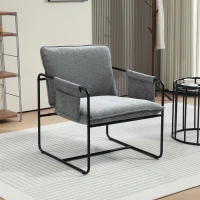 HOMCOM Minimal Padded Accent Chair, with Pockets - Grey(m-10)