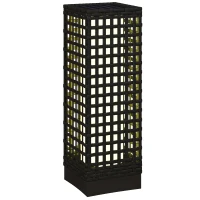 Outsunny Außenleuchte mit Solarmodul, Einschaltautomatik, 8 h Betriebszeit, Rattanoptik, Stahl, 15,5 x 15,5 x 46 cm, Schwarz(m-1)