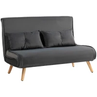 HOMCOM 2-Sitzer-Schlafsofa, Bettsofa, in Bett umwandelbare Couch, verstellbare Rückenlehne, Stoffbezug, Metallrahmen, Grau(m-1)