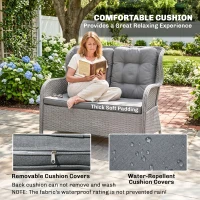 Outsunny Garden PE Rattan Dining Sofa Set, Outdoor 4 Seater Wicker Furniture, High Back Chairs with Cushions, Tempered Glass Coffee Table for Patio, Light Grey(m-5)