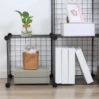 HOMCOM Estante de cubos metálica, armário de cubos ajustável para roupas, livros, brinquedos, flexível, 109L x 37B x 109H cm, preto(m-5)