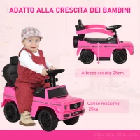 HOMCOM Macchina a Spinta per Bambini 12-36 Mesi con Licenza Mercedes, Tettuccio e Maniglia, 85.5x40.5x95 cm, Rosa(m-7)