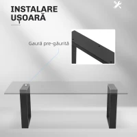 HOMCOM Set 2 Picioare de Masă Dreptunghiulare din Oțel, 60x8x72 cm, Negru(m-4)