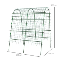 Outsunny Enrejado de Pepino 206 cm Enrejado de Jardín de Arco para Plantas Trepadoras al Aire Libre con Marco de Acero Verde(m-3)