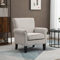 HOMCOM Butaca de Salón Tapizada en Tela Sillón Relax con Reposabrazos Asiento Extraíble para Dormitorio 79x78x87 cm Gris(m-10)