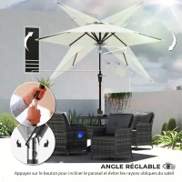 Outsunny Parasol de jardin parasol droit parasol hexagonal inclinable Ø 2,3 x 2,16 m métal polyester haute densité 180 g/m² crème(m-5)