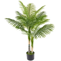 HOMCOM Artificial Palm Tree with 14 PEVA Leaves, 120cm Decorative Artificial Plant with Pot and Moss Effect, Green(m-1)