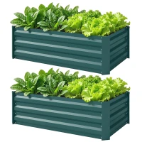 Outsunny Set of Two 100 x 60cm Steel Planter Boxes -Green(m-11)