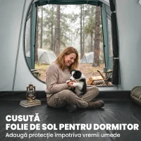 Outsunny Cort de Camping pentru 3 Persoane, Impermeabil, Tunel, cu Geantă de Transport, 460x260x190 cm, Verde(m-6)