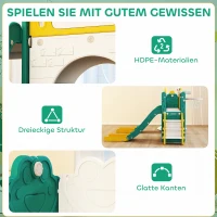 AIYAPLAY Conjunto de Escorrega e Balanço 9-in-1 para Crianças Pequenas, com Cesta de Basquete, Telescópio, Quadro de Desenho, Design de Sapo, Amarelo+Verde(m-4)