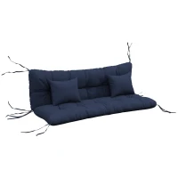 Outsunny 4er-Set Sitzkissen, 150x50 cm wasserabweisend Stuhlkissen mit Bindebänder, 10cm dick Marineblau(m-12)