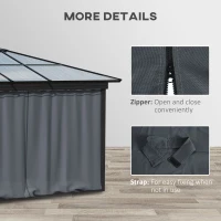 Outsunny Replacement Gazebo Curtains 4-Panel Sidewalls with Zipper for 3 x 3 (M) Yard Gazebos Canopy Tent, Dark Grey(m-6)