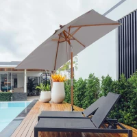 Outsunny Parasol de jardin extérieur Parasol rectangulaire inclinable bois polyester haute densité 2L x 1,5l x 2,3H m gris clair(m-10)