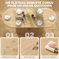 HOMCOM Table à Manger Ovale pour 6 personnes, Portes Coulissantes, 6 Compartiments, Style Farmhouse Moderne, 180x80x75cm, Chêne(m-7)