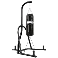 SPORTNOW Support de sac de frappe autoportant avec sac, corde bungee, chaîne 360°, base en U, porte-disques, acier