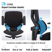 HOMCOM Scaun de Birou Ergonomic și Respirabil cu Suport Lombar Dinamic și Suport pentru Picioare, 73x75x120-128 cm, Negru(m-4)