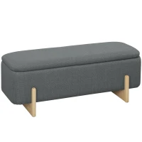 HOMCOM Hocker mit Stauraum, Sitzbank mit Schaumstoffpolsterung, Leinenimitat, 111 x 44 x 44,5 cm, Dunkelgrau(m-12)