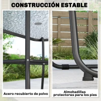 Outsunny Conjunto de Mesa y Sillas Jardín de 8 Piezas con Sombrilla 6 Sillas Plegables Mesa de Vidrio Templado Crema(m-7)