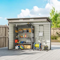 Outsunny Capanno Porta Attrezzi con 2 Prese d'Aria e Chiavistello, in Acciaio, 249x121x183 cm, Grigio Chiaro(m-7)