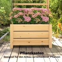 Outsunny Hochbeet mit Rankgitter Holz erhöhter Blumenkasten mit Spalier Abflussloch Vliesstoff 60 x 39 x 120 cm Naturholz(m-5)