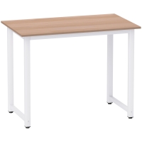 HOMCOM Computer Desk, Writing Table, 100 x 60 x 76cm Workstation for Home Office, Study with Metal Frame, Simple Assembly, White