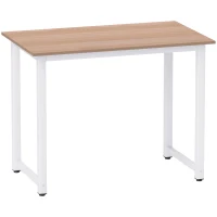 HOMCOM Computer Desk, Writing Table, 100 x 60 x 76cm Workstation for Home Office, Study with Metal Frame, Simple Assembly, White(m-1)