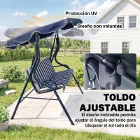 Outsunny Balancín de Exterior con Toldo Ajustable en Ángulo Impermeable y Marco de Acero para Patio Balcón 170x110x153 cm Azul(m-4)