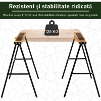 HOMCOM Set de 2 Capre Pliabile din Metal cu Suprafață Antiderapantă din EVA pentru Lucrări de Tăiere, Capră pentru Lemn, Capacitate Maximă 125 kg, Portocaliu Negru(m-6)