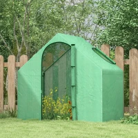 Outsunny Serre de jardin PE, serre de balcon, bâche renforcée, châssis en acier, porte zippée enroulable, pour légumes plantes, intérieur et extérieur, 180 x 100 x 168 cm, vert(m-9)