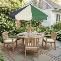 Outsunny Ombrellone da Giardino con Telaio Effetto Legno, Tettuccio a Blocchi di Colore con 8 Stecche, UV 30+(m-9)