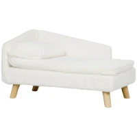 PawHut Canapé pour chien, lit pour chien chat, avec coussin oreiller, en peluche, 70l x 42,5P x 38,5H cm, crème(m-1)