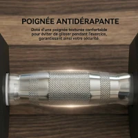 HOMCOM Lot de 2 Haltères hexagonaux 25 kg en fonte caoutchouté pour maison bureau gym à domicile, noir(m-5)