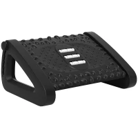 HOMCOM Fußstütze für den Schreibtisch, höhenverstellbarer Fußhocker mit Massage-Oberfläche und Rollen, Kunststoff, Schwarz(m-1)