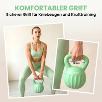 SPORTNOW Kettlebell Kugelhantel 6 kg Gewicht-Hantel mit Sand befüllt für Anfänger Zuhause Krafttraining 21 x 21 x 27 cm Grün(m-6)