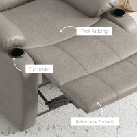 HOMCOM Recliner Chair, Microfibre Reclining Chair with Adjustable Leg Rest, Cup Holders, Recliner Armchair for Home Living Room, Brown(m-6)