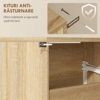 HOMCOM Dulap cu Oglindă și 4 Uși Rabatabile pentru Pantofi, 63x17x146 cm, Culoare Lemn(m-6)