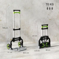 HOMCOM Cărucior Portapachete Pliabil Capacitate 70 kg cu Mâner Telescopic din Aluminiu, Argintiu(m-3)
