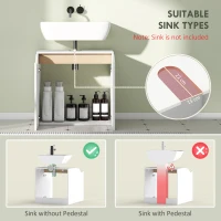 HOMCOM Under Sink Bathroom Cabinet, Bathroom Storage Cabinet with Soft-Close Doors, for Basin without Pedestal, White(m-4)