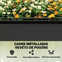 Outsunny Potager sur Pieds avec Serre Rabattable, Jardinière Surélevée en Métal avec Trou de Drainage, 100 x 49 x 136 noir(m-9)