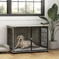 Dog Crate Furniture End Table w/ Plush Washable Cushion, Lockable Door, for Extra Large Dogs(m-10)